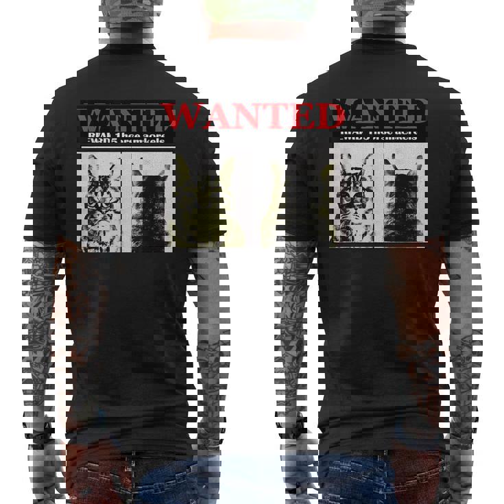 猫 ロック Rock Wanted キジトラ レトロ おしゃれ 個性的 可愛い 面白い メンズTシャツ バックプリント