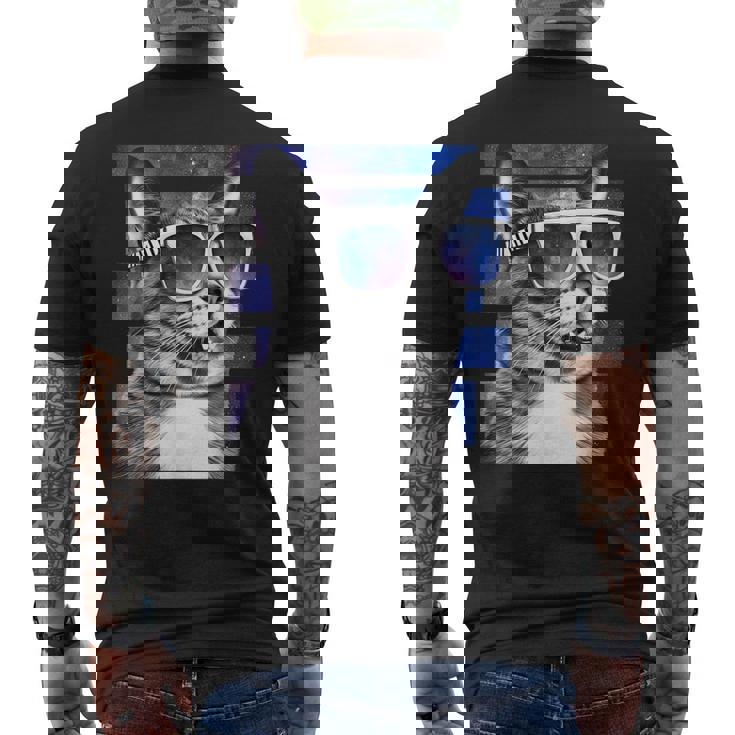 猫 宇宙 メガネ ギャラクシー サングラス おもしろい 猫 ミーム メンズTシャツ バックプリント