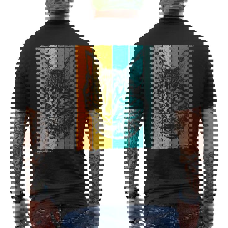 猫、レトロ メンズTシャツ バックプリント