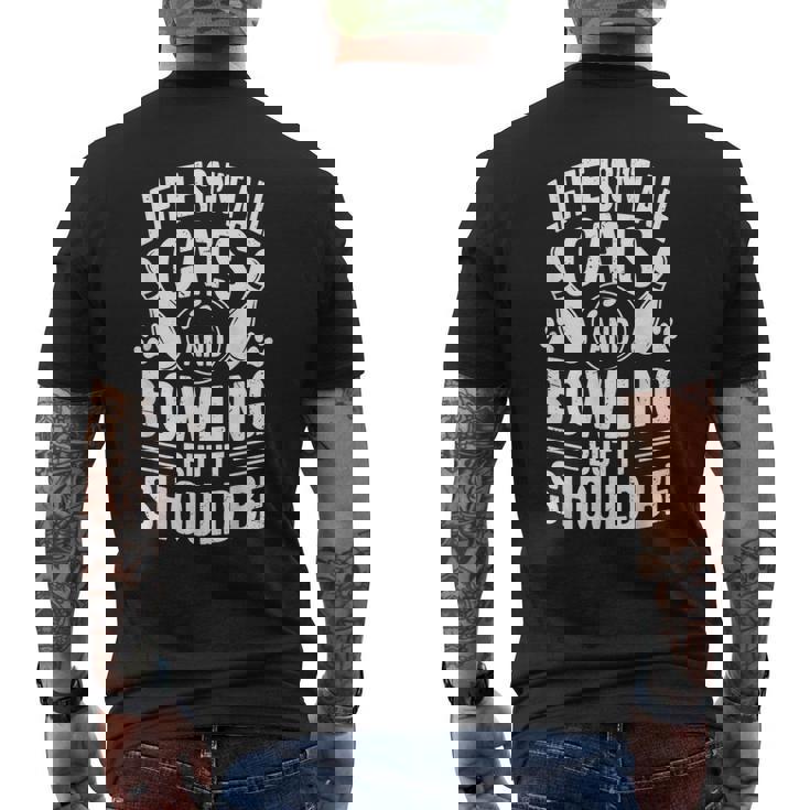 猫とボウリング 面白いボウラー ボウリング メンズTシャツ バックプリント