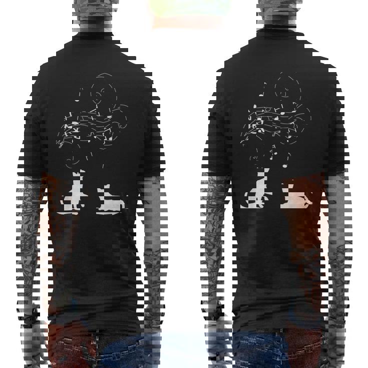 猫と音符 楽譜 音楽家 猫 音楽好き ギフト メンズTシャツ バックプリント