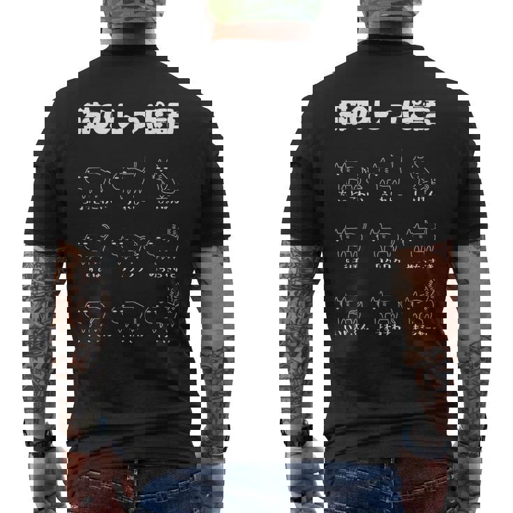 猫のしっぽ語 猫好き おもしろ 猫 ねこ ネコ 面白い ギフト にゃんこ ペット かわいい 猫 プリン メンズTシャツ バックプリント