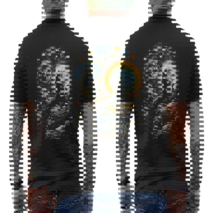 猫の星月夜 猫ヴァン・ゴッホ キャットアート キッズメンズ面白い猫 猫 メンズTシャツ バックプリント