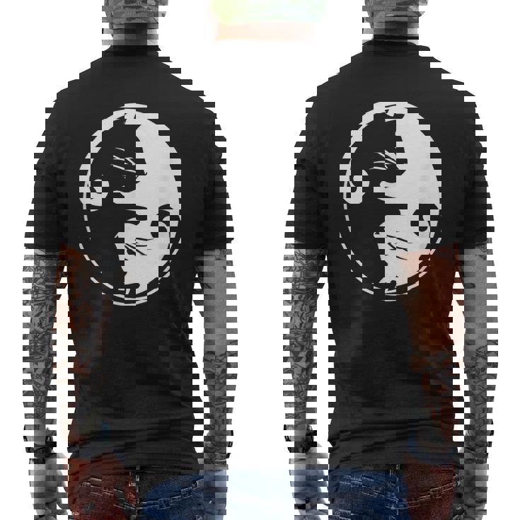 猫の陰陽相互接続 メンズTシャツ バックプリント