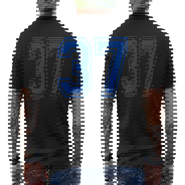 番号37インチ ブルー メンズTシャツ バックプリント