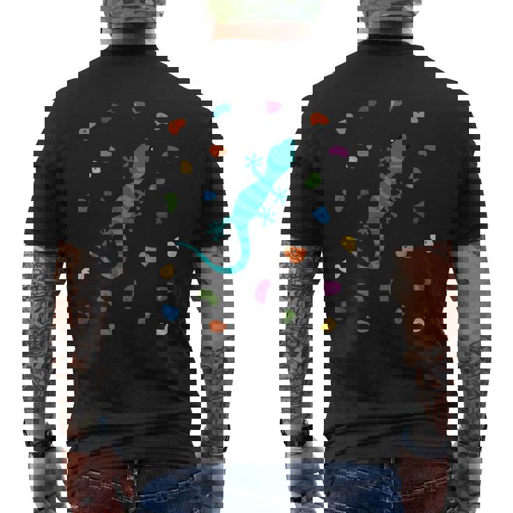 登山ゲッコ ボルダーグリップ付き ボルダリング ホール クライミング スポーツ メンズTシャツ バックプリント