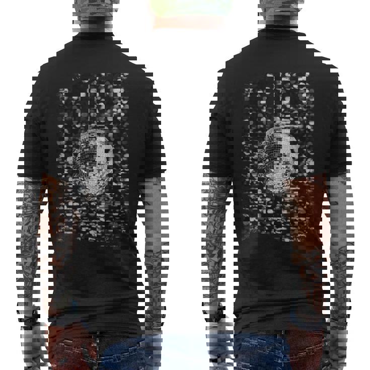 白黒ディスコボール クラブ レトロ メンズTシャツ バックプリント