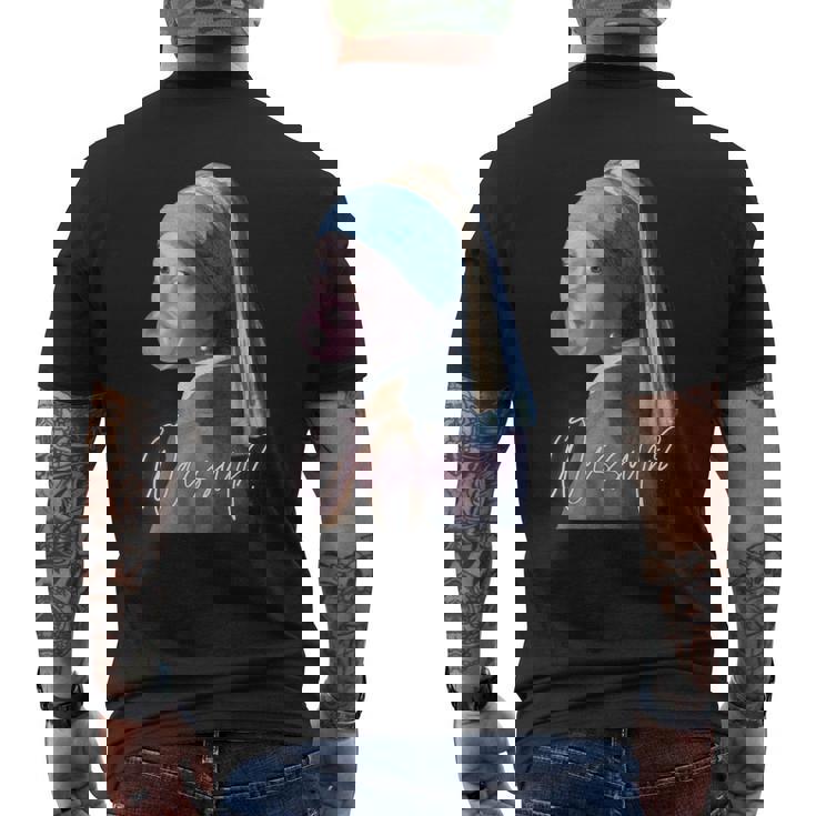 真珠の耳飾りの少女 フェルメール 面白い オルタード アート Wassup メンズTシャツ バックプリント