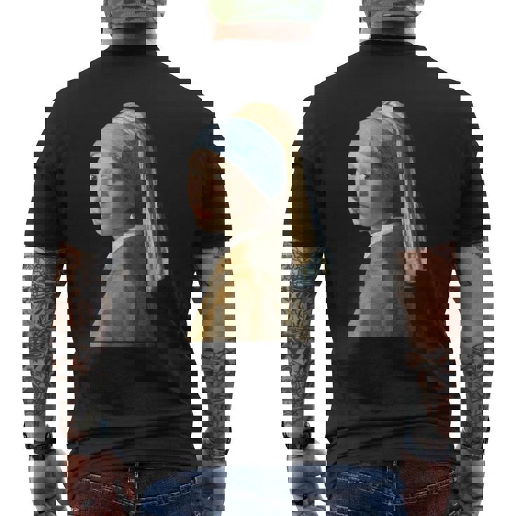 真珠の耳飾りの少女／フェルメール（切り抜き）【世界の名画】Johannesermeer 青いターバン 美術館アート メンズTシャツ バックプリント