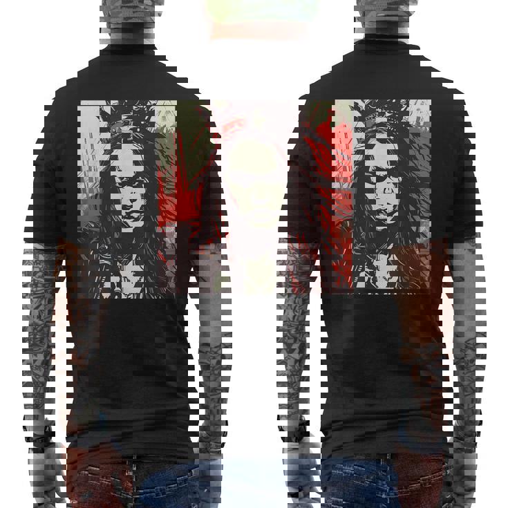 真面目な女王 野生の髪と尖った王冠 メンズTシャツ バックプリント