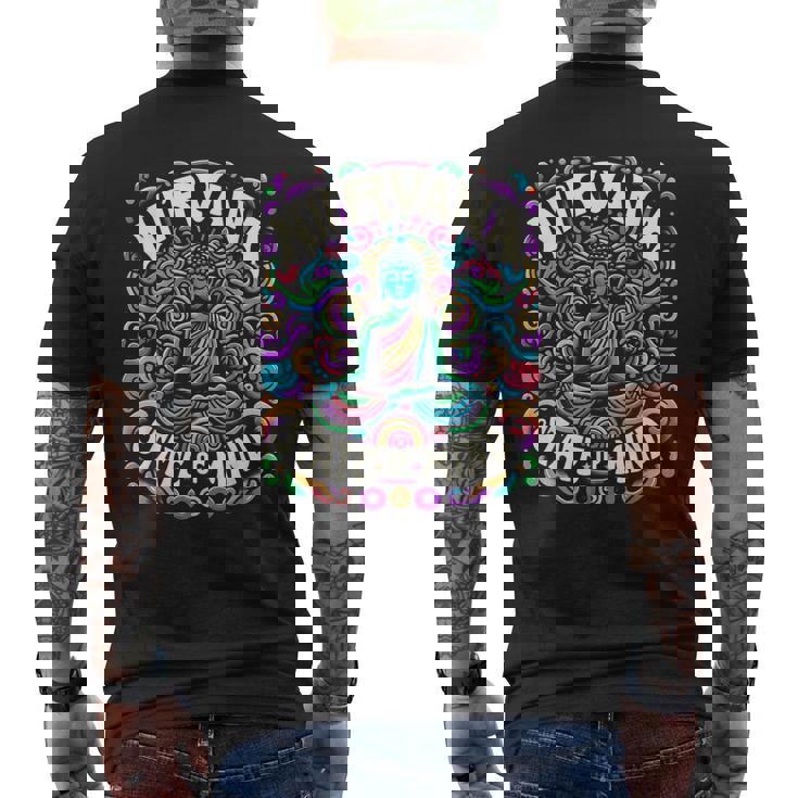 瞑想 Nirvanatate Of Mind ファニーグラフィックtシャツ メンズTシャツ バックプリント