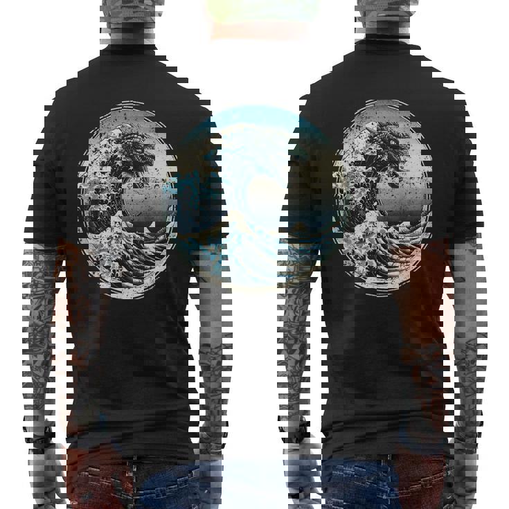 神奈川沖グレートウェーブウィズガメラ メンズTシャツ バックプリント