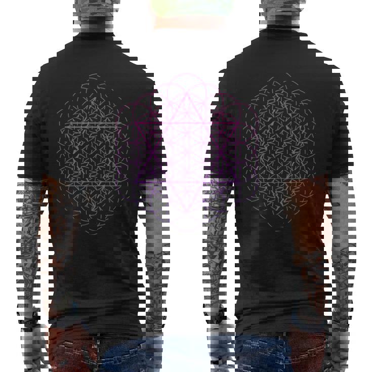 神聖幾何学 フラワーオブライフ 六芒星 メンズTシャツ バックプリント