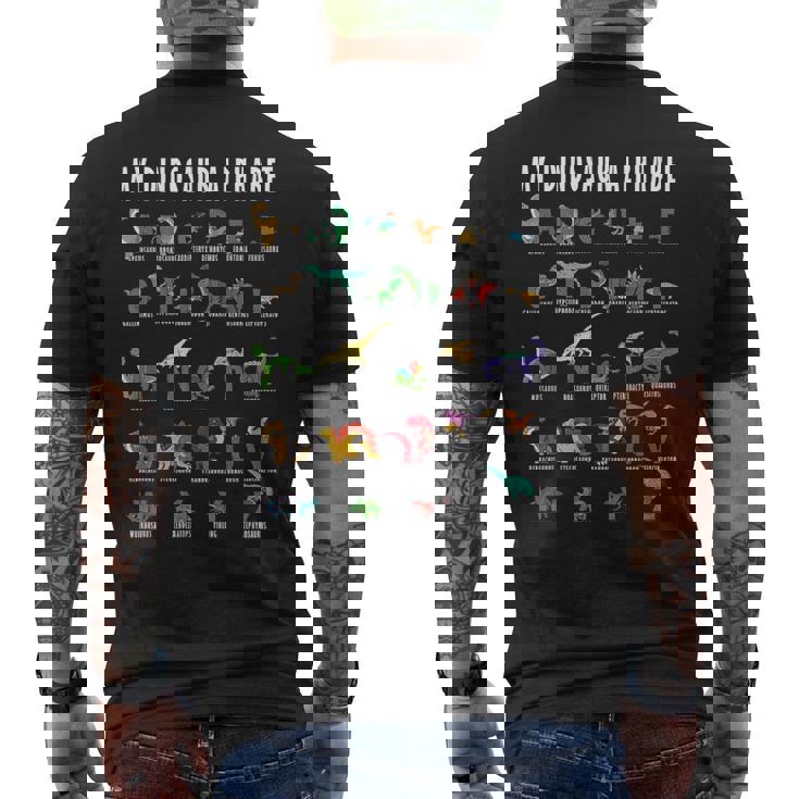 私の恐竜アルファベット爬虫類恐竜化石職業趣味 メンズTシャツ バックプリント