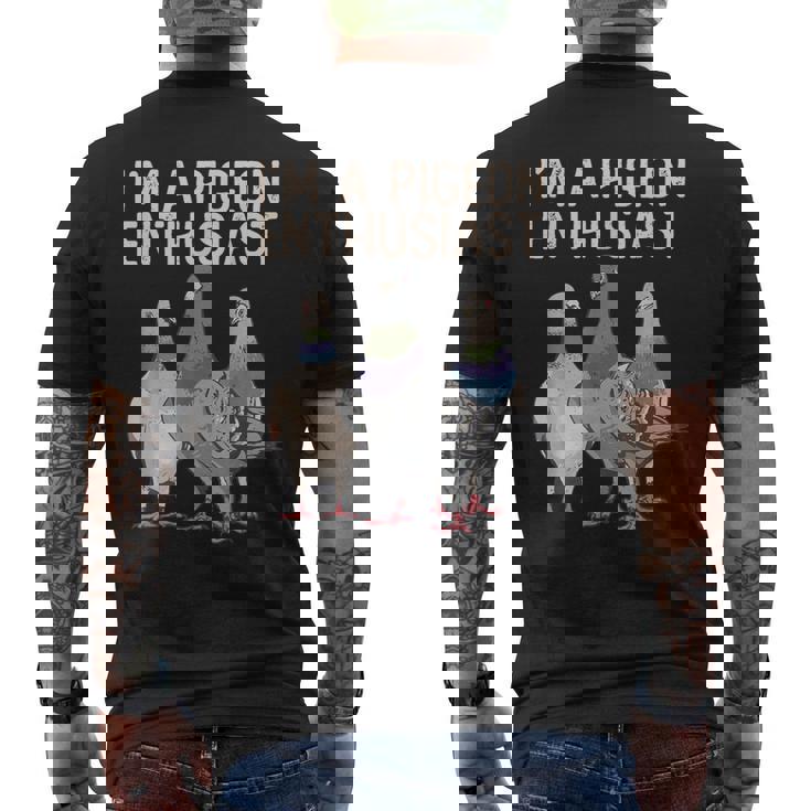 私はハト愛好家ですハト好き メンズTシャツ バックプリント