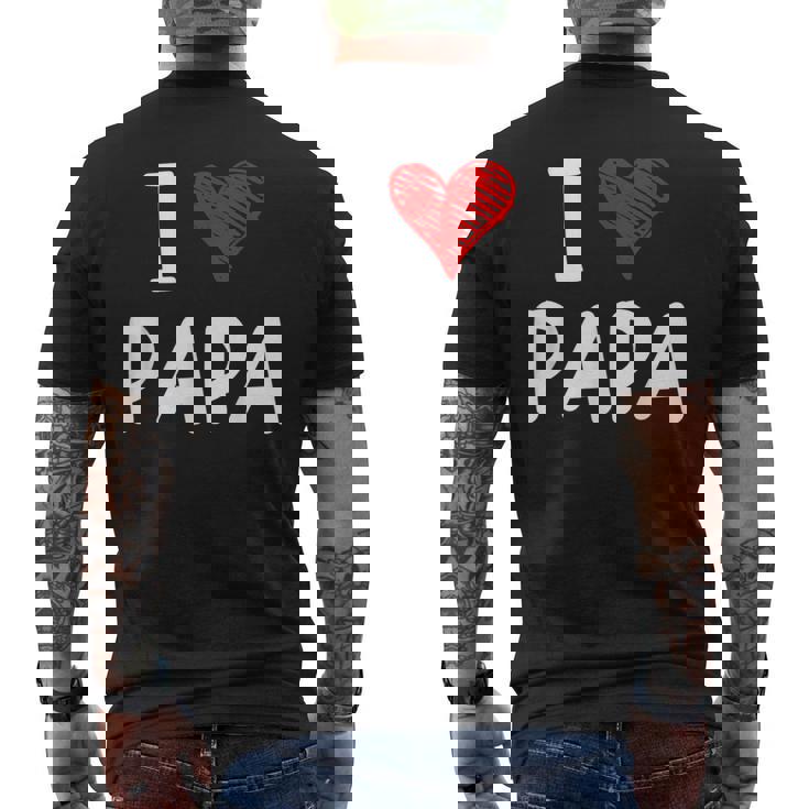 私はパパ 最高 お父さん 父 息子 娘 衣装 ハートが大好きです I Love Papa メンズTシャツ バックプリント