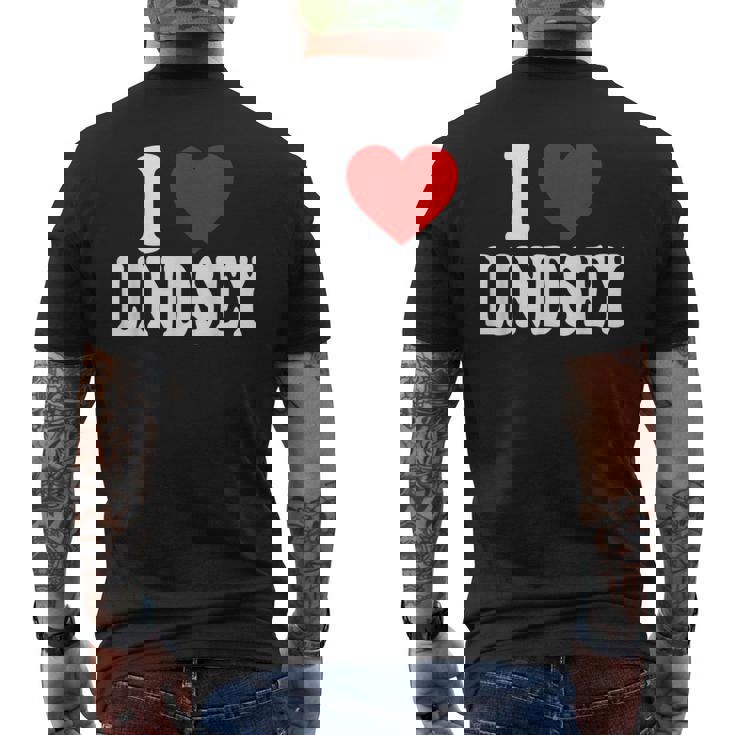 私はリンジーが大好きです メンズTシャツ バックプリント