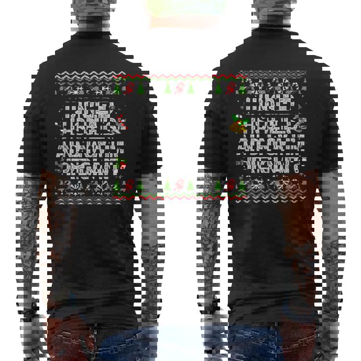 私は彼のベルを鳴らして今妊娠中クリスマス妊娠 メンズTシャツ バックプリント