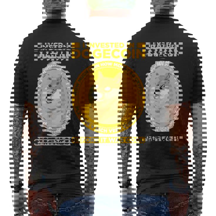 私は面白い暗号通貨のユーモアの前にドージコインに投資しました メンズTシャツ バックプリント