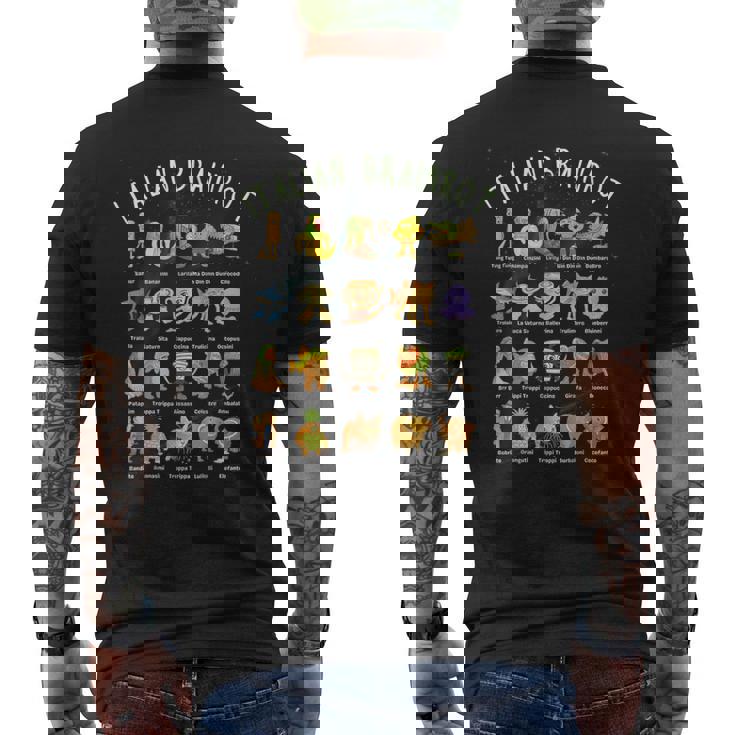 種類 イタリア ブレイン ミーム キャラクター 手描き ティーン メンズTシャツ バックプリント