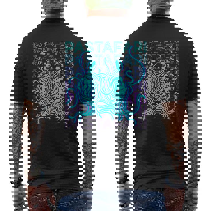 空飛ぶスパゲッティ モンスター パスタファリ パスタファリズム Fsm レトロ メンズTシャツ バックプリント