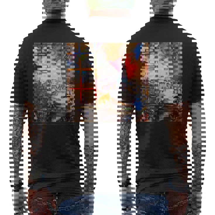 窓を通るパリ マルク・シャガール メンズTシャツ バックプリント