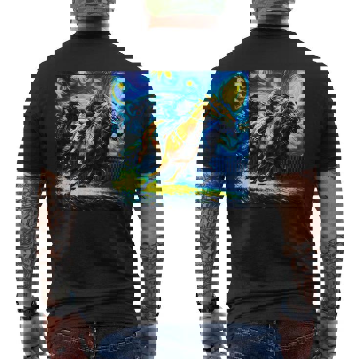 競馬 馬tシャツ おもしろ ウマ レース 馬 乗馬 競馬 面白いtシャツ メンズ グッズ ネタ 大人 男性 ゴッホ メンズTシャツ バックプリント