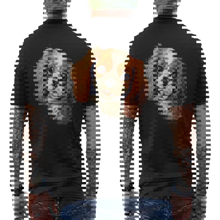 素敵で面白い覗き見犬 キャバリアキングチャールズスパニエル メンズTシャツ バックプリント