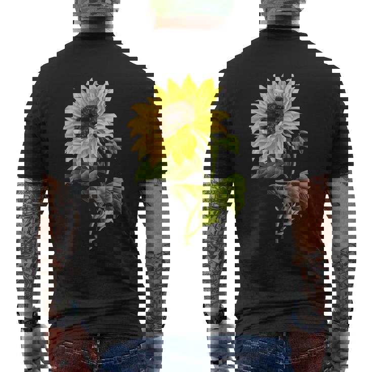 素敵なかわいいヒマワリの植物の花のアートワーク メンズTシャツ バックプリント