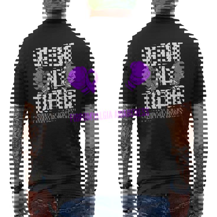 線維筋痛症啓発 パープルリボン We Fightonly Together メンズTシャツ バックプリント