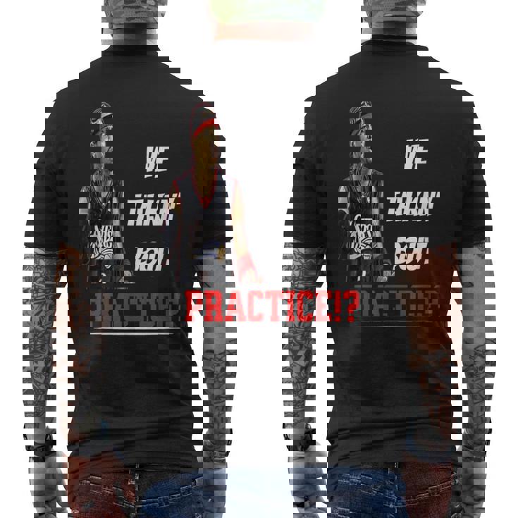 練習について話しています面白いアイバーソンその答え メンズTシャツ バックプリント