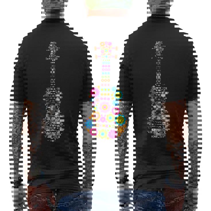 美しい花の4弦ウクレレ楽器 メンズTシャツ バックプリント