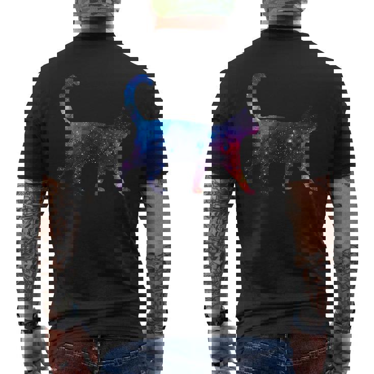 美的シルエット 星 宇宙 銀河 猫 メンズTシャツ バックプリント