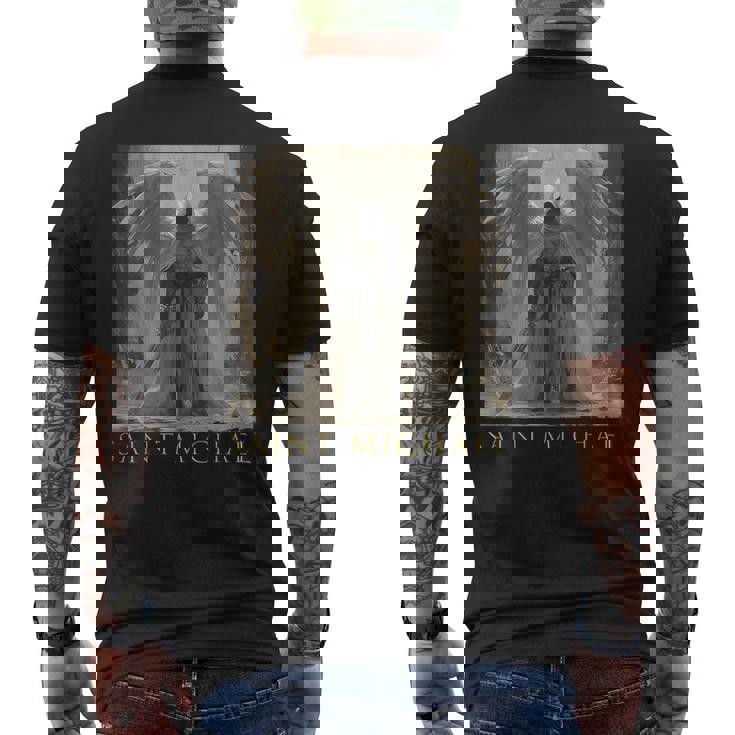 聖ミカエル 大天使 メンズTシャツ バックプリント