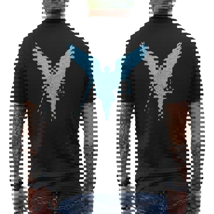 聖ミカエル正義の大天使戦士。キリスト教の信仰 メンズTシャツ バックプリント