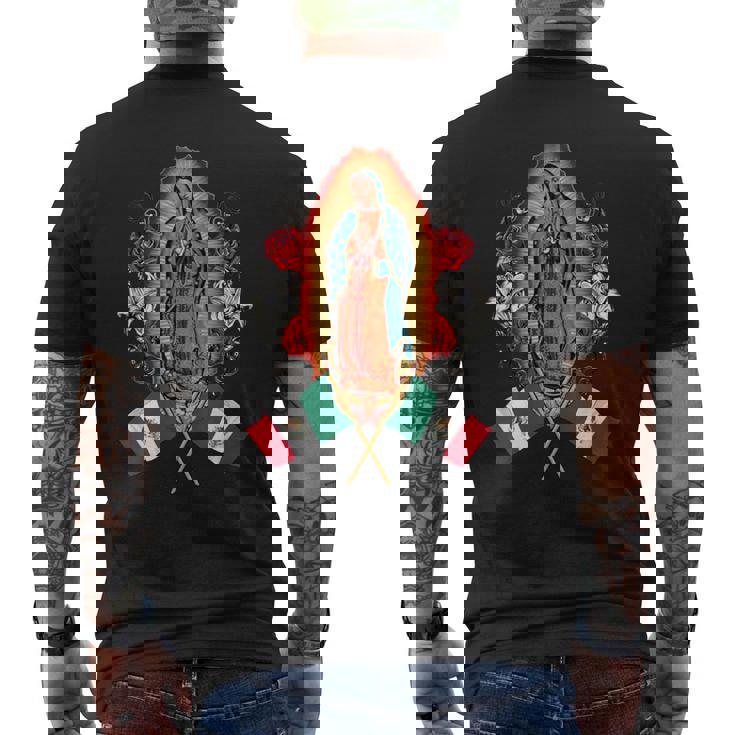 聖母マリア メキシコ国旗 聖母マリア グアダルーペ メンズTシャツ バックプリント