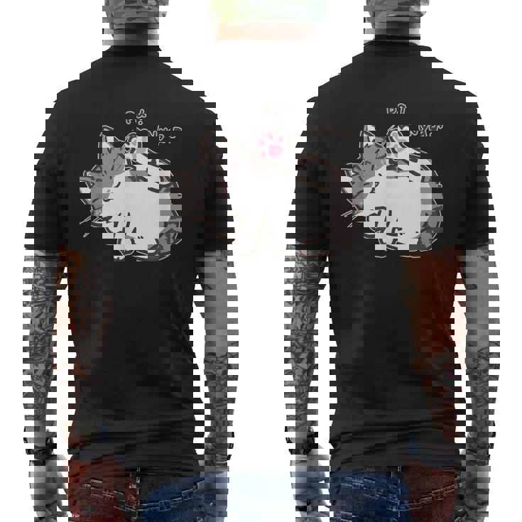 肉球を見せる猫ちゃん キジ白猫 猫好き 動物 かわいい おもしろ ネタ メンズTシャツ バックプリント