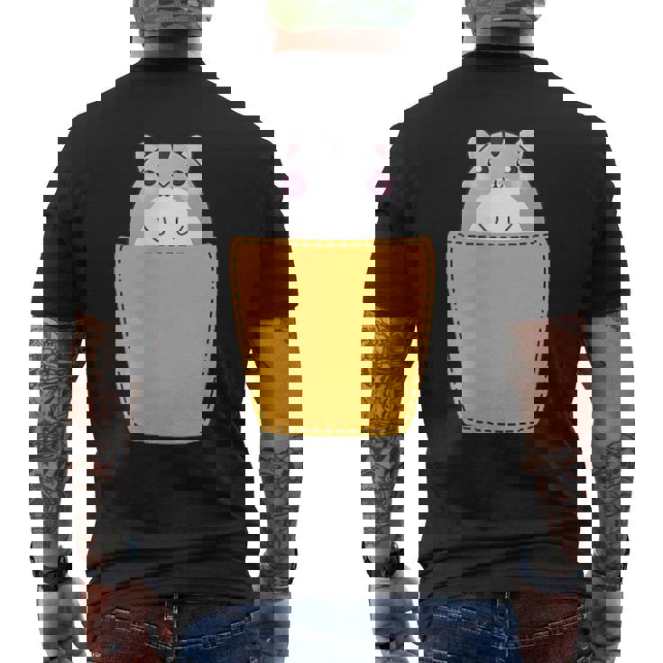 胸ポケットにハムスター メンズTシャツ バックプリント