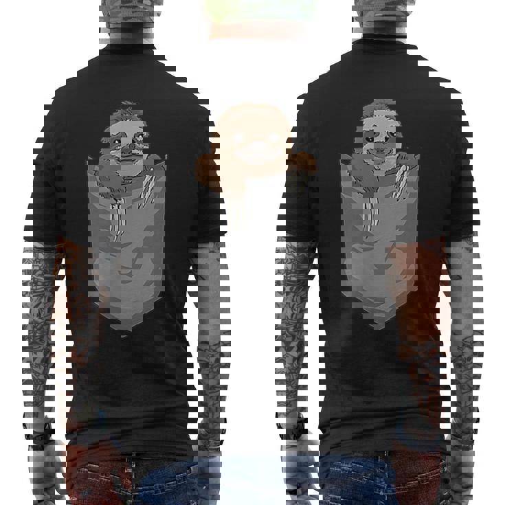 胸ポケットのナマケモノ 面白いナマケモノ メンズTシャツ バックプリント