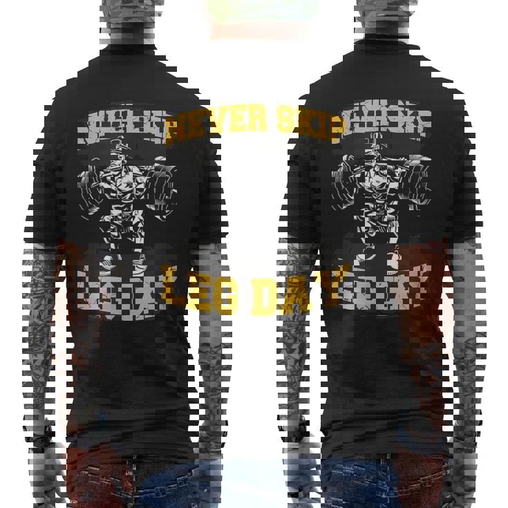 脚の日をスキップすることはありません 面白いワークアウト ジム メンズ ボディビル メンズTシャツ バックプリント