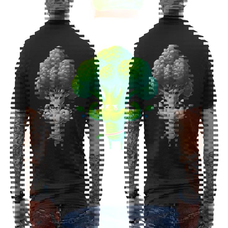 腹筋付き筋肉ブロッコリー メンズTシャツ バックプリント