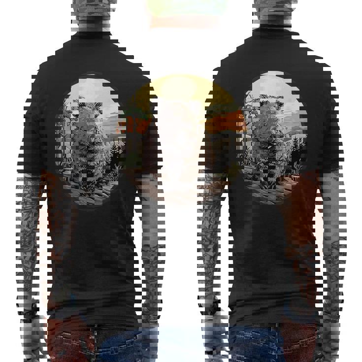 自然の中のウォンバット、ウォンバット メンズTシャツ バックプリント