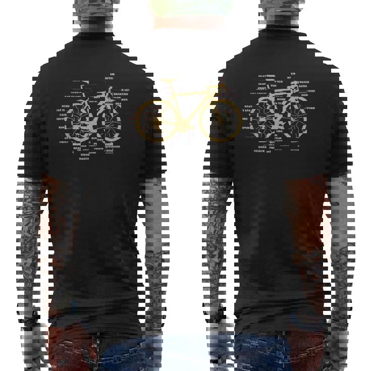 自転車 サイクリング 解剖学 ロードバイク パーツ バイク サイクリング サイクリング メンズTシャツ バックプリント