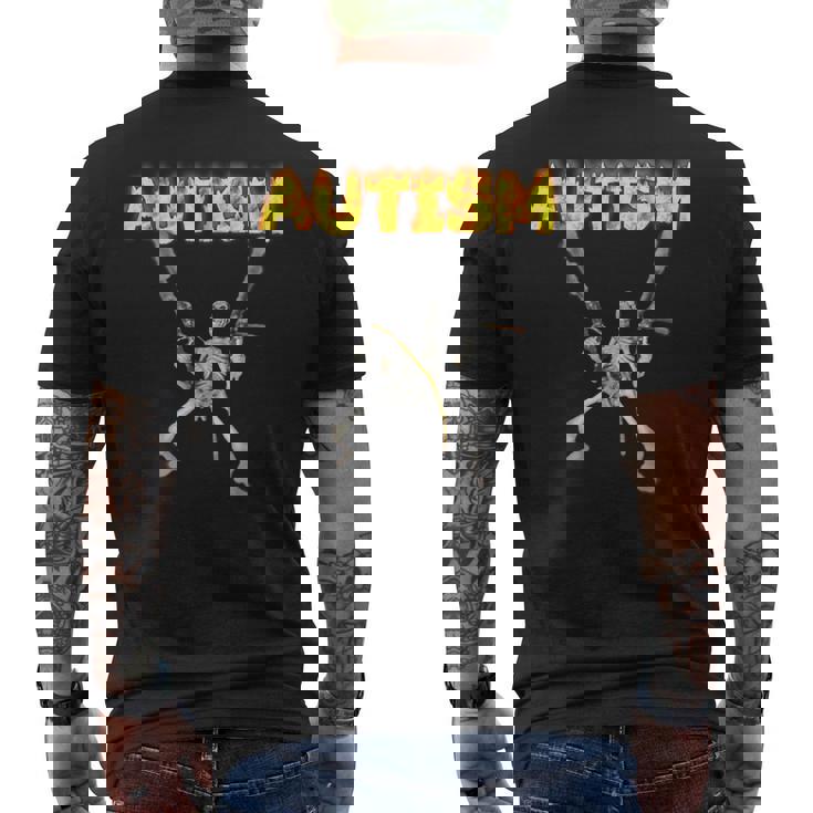 自閉症スケルトンミーム メンズTシャツ バックプリント