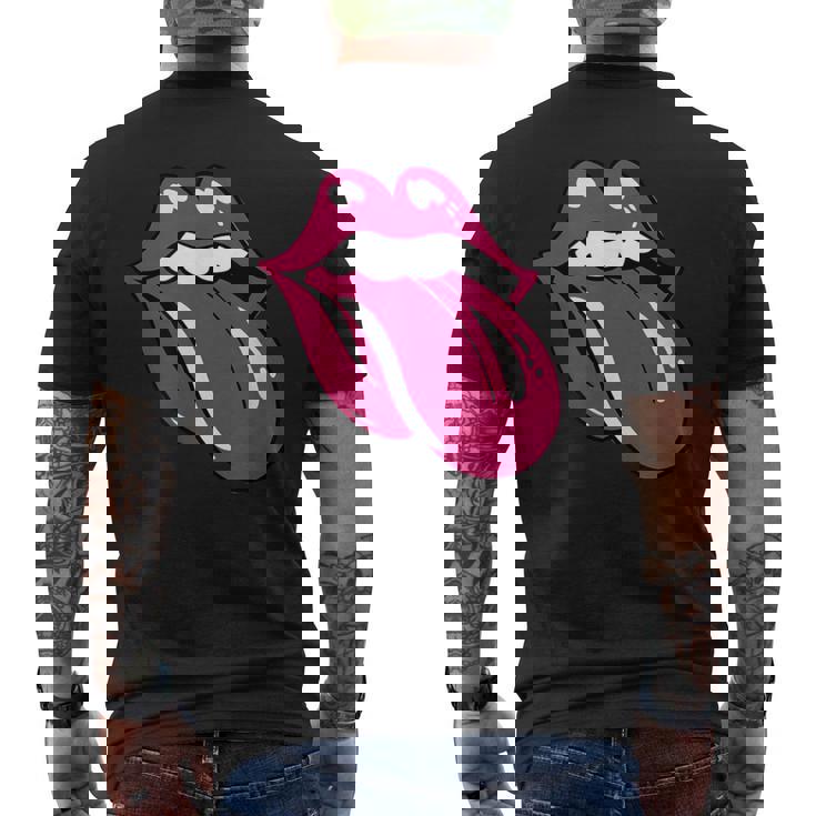 舌を広げた唇 メンズTシャツ バックプリント