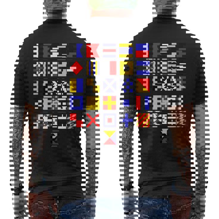 航海旗 アルファベット 国際海上信号旗 メンズTシャツ バックプリント