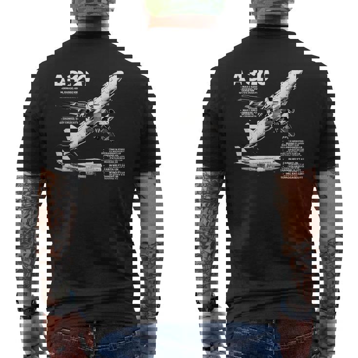 航空機 エアバスa320ジェット メンズTシャツ バックプリント