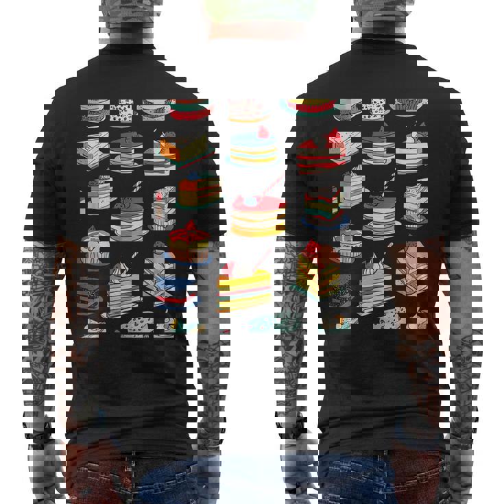 色鮮やかなケーキ柄 フーディー向け メンズTシャツ バックプリント