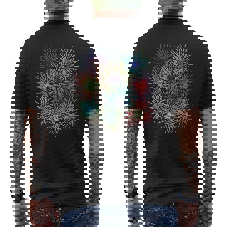 花火のお祝い メンズTシャツ バックプリント