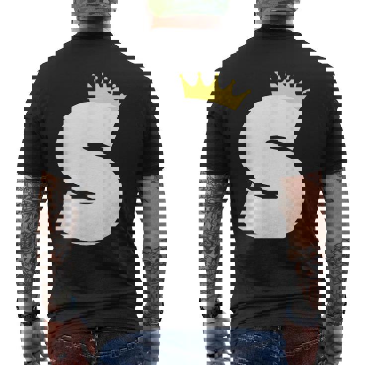 英文字 大文字 アルファベット モノグラム イニシャル キング クイーン クラウン メンズTシャツ バックプリント